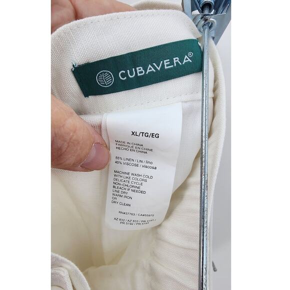 New NWT Cubavera White Linen Blend Wide Leg Pants Size XL In Bright White - Picture 10 of 12